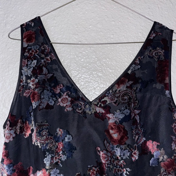 Printed High to Low Fit and Flare Dress with Tulle Bottom - Picture 3 of 5